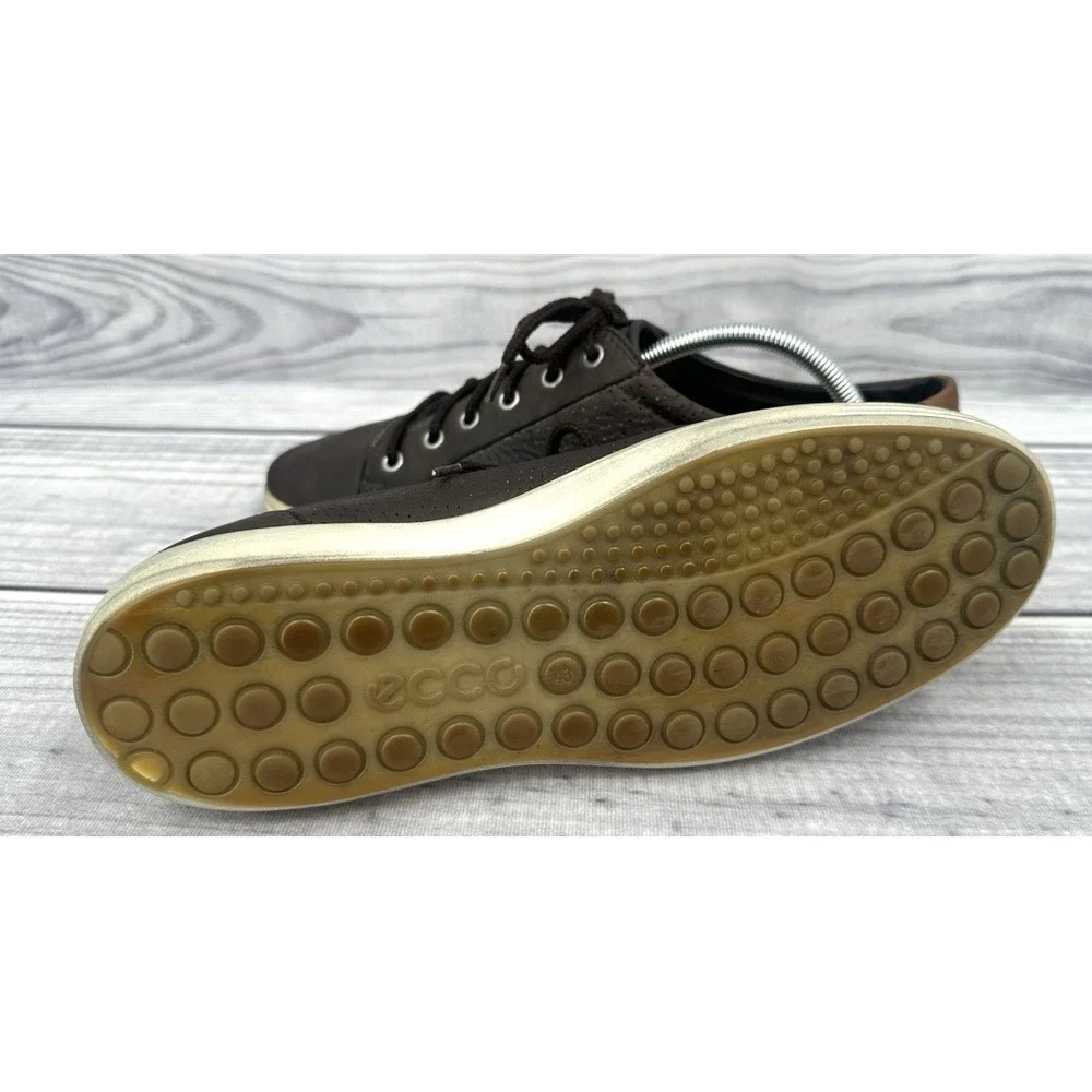 ECCO DARK BROWN SOFT LEATHER CASUAL SHOES SNEAKERS Men's Size‎ EU 43 /  US 9-9.5